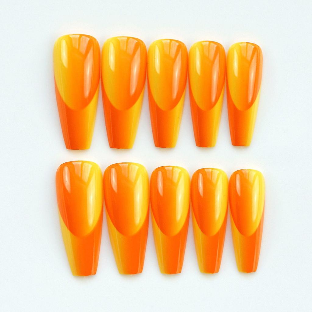 WM-12ai Marsh Orange Gradient Wearable False Nail Art Stickers