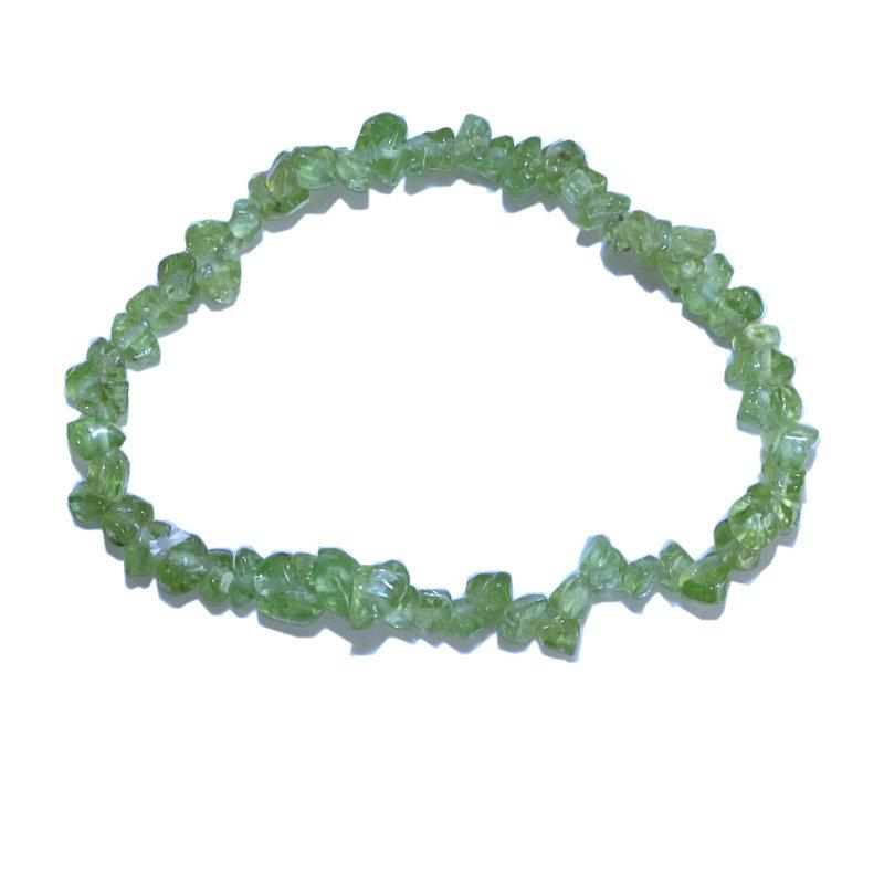 Women's Elastic Crushed Stone Bracelet with Malachite & Yellow Crystal - Street Style