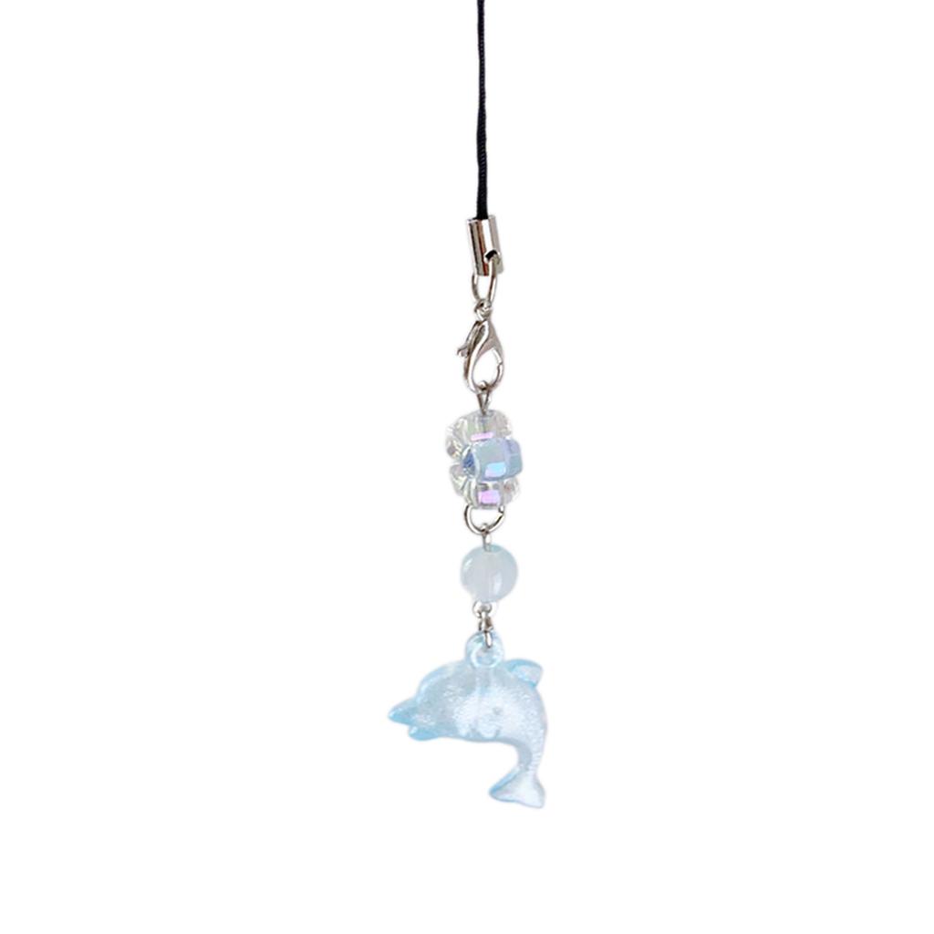 Cute Ocean Themed Keychain Pendant Dolphin Phone Pendant Beaded Pendant Lovely Accessory Suitable for Phone Books Bag