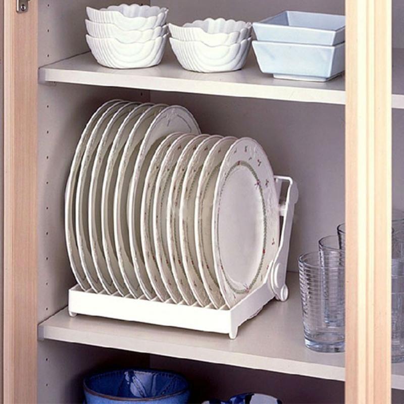 Drip Shelf Plate Rack Organizer Useful Foldable Kitchen White Plastic Dish Rack Tools Kitchen Drainer Rack
