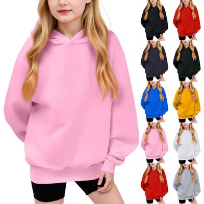 Inverno Menino E Meninas Cor Sólida Manga Comprida Com Capuz Moletom Tops