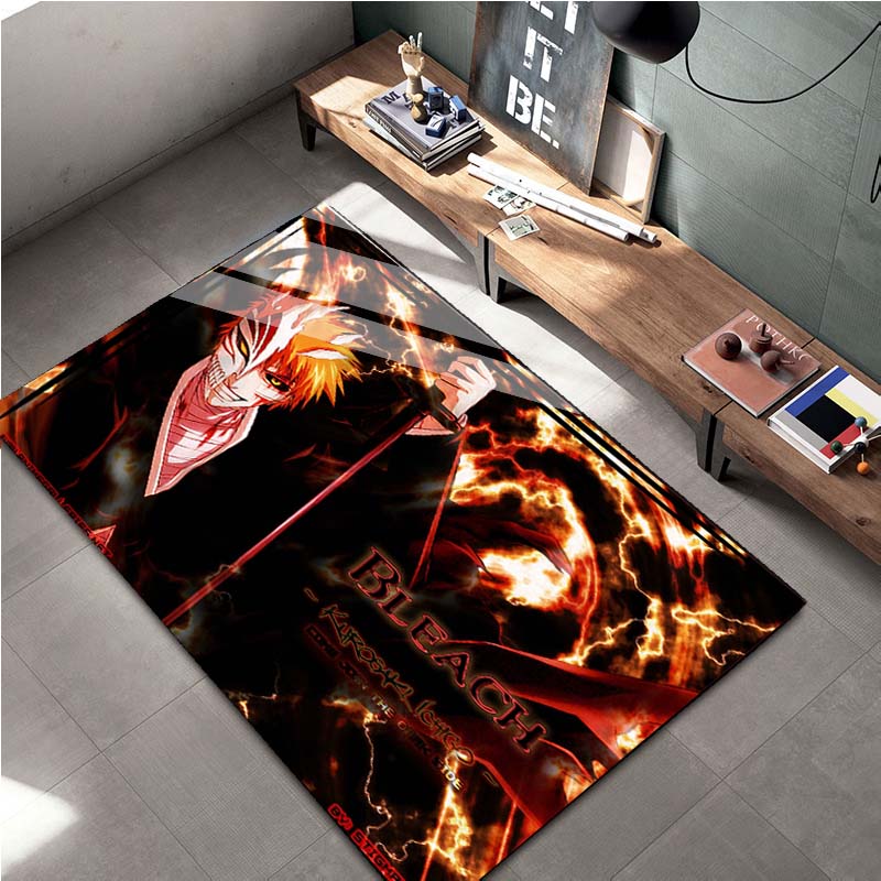 15 Größen Anime Bleach Cartoon Bereichsteppich Groß, Teppich für Wohnzimmer Schlafzimmer Sofa Fußmatte Dekoration, Kinder Spiel Rutschfeste Bodenmatte