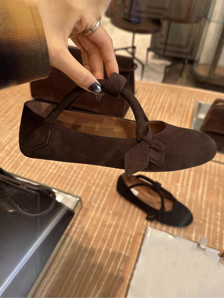 Sheepskin version~ niche simple style handbag shoes round head shallow mouth flat bottom Mary Jane single shoes women's autumn ballet shoes