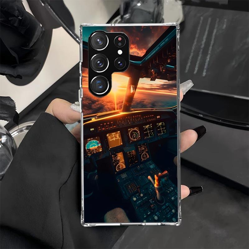 

Aviation Aeroplane Pilot Cockpit Phone Case for Samsung Galaxy S25 S24 Ultra S23 S22 S20 FE S10 Plus S9 + Lite Soft Print Cover Samsung S23 Plus