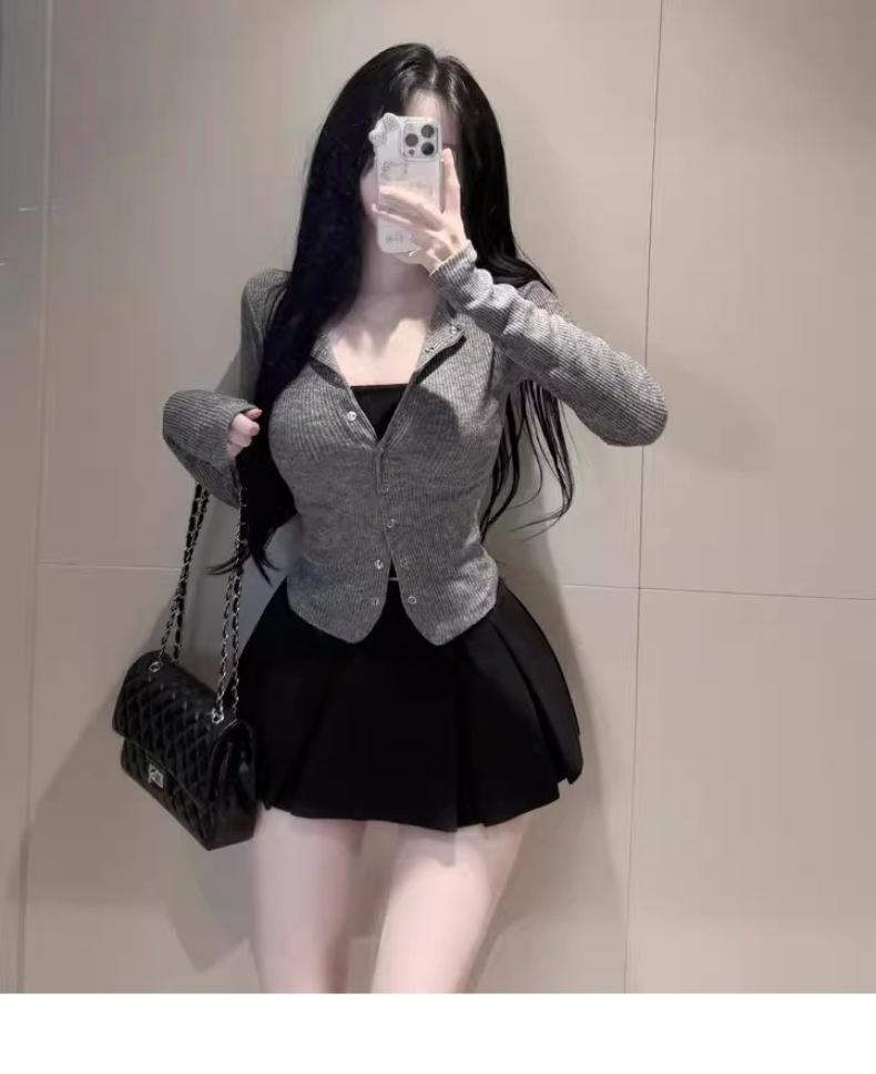A must-have from Dongdaemun, Korea: Sexy, single-breasted, slim-fit, long-sleeved women's cardigan, perfect for daily wear.