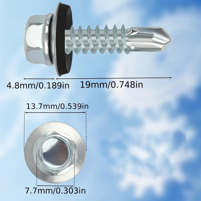 50 Sätze Hochleistungs-Selbstschneidschrauben aus Edelstahl - wasserdicht und rostfrei mit Unterlegscheiben, geeignet für äußere Metallr