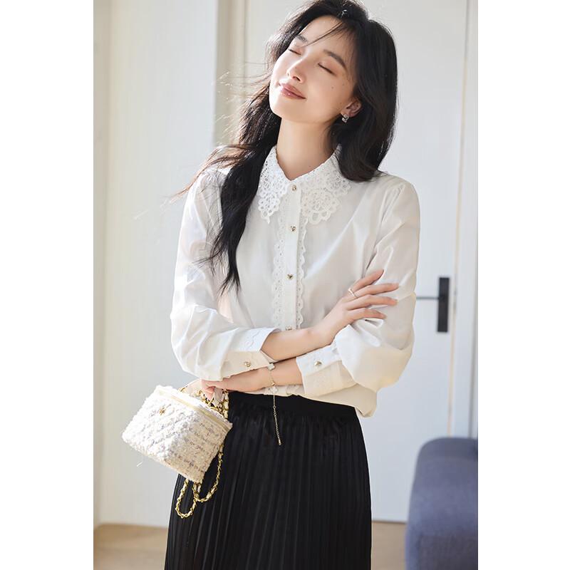 VICTORIA&VERA Women's Lace Long Sleeve Shirt