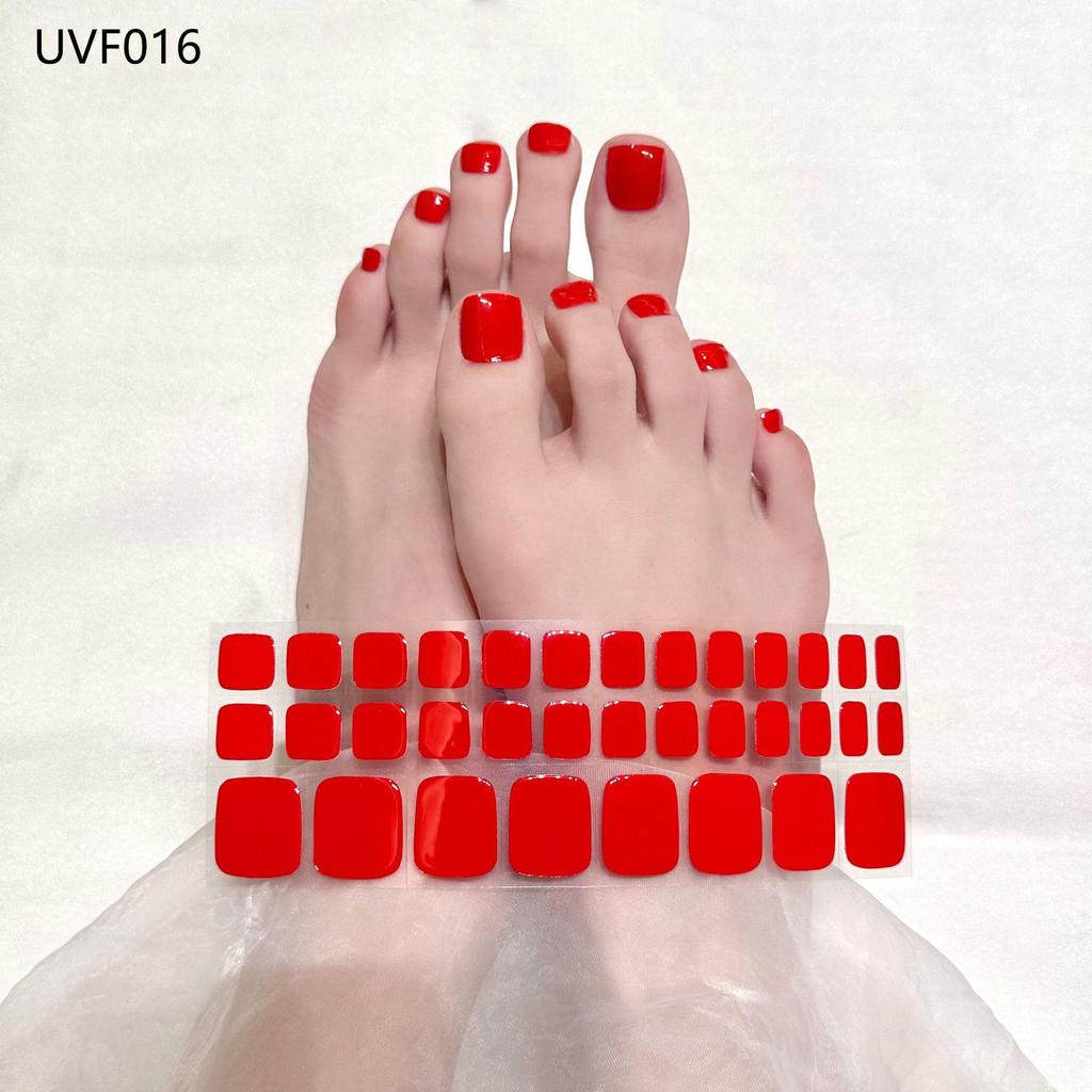 Gel Toe Nail Art Stickers - Semi-Cured UV Lamp Foot Nail Polish Stickers