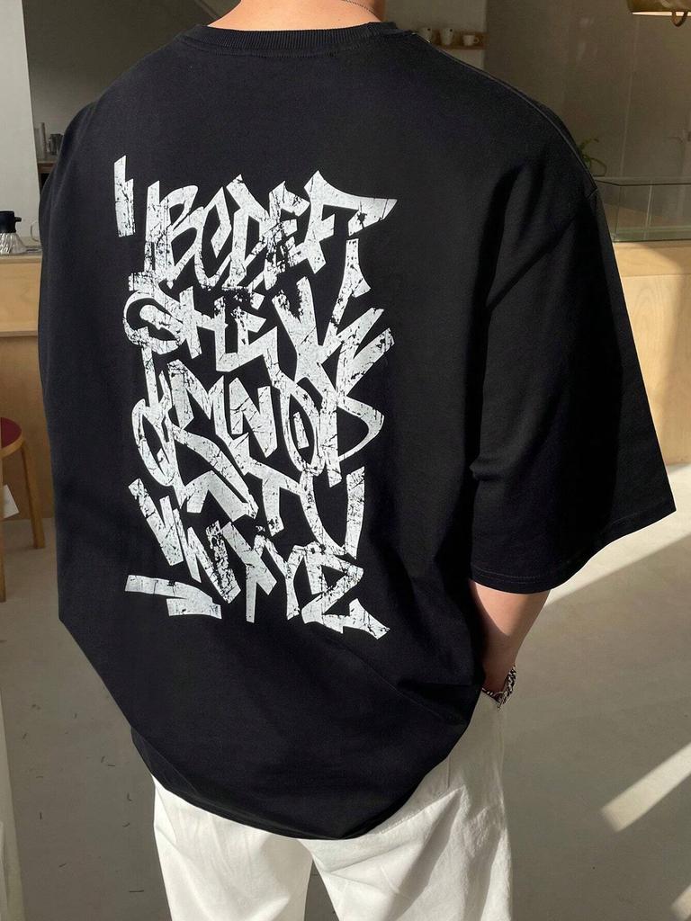 New Elegant Summer Unisex Tshirt Loose Drop Shoulder Round Neck Japanese Korean Style Cartoon Print Tee