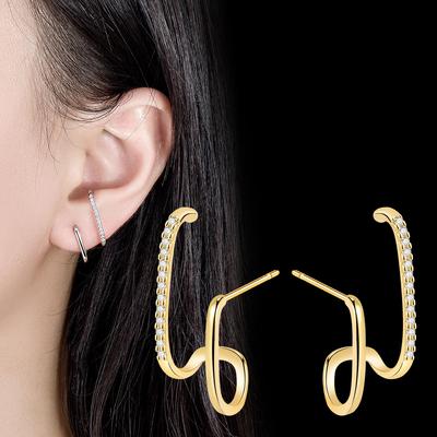 Geometrische Ohrstecker mit Diamanten Design Temperament Mode High-End Licht Luxus Form