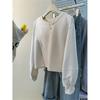 New Round Neck Without Hat Long-sleeved Sweater Women's Loose Short Top In the Real Auction Season