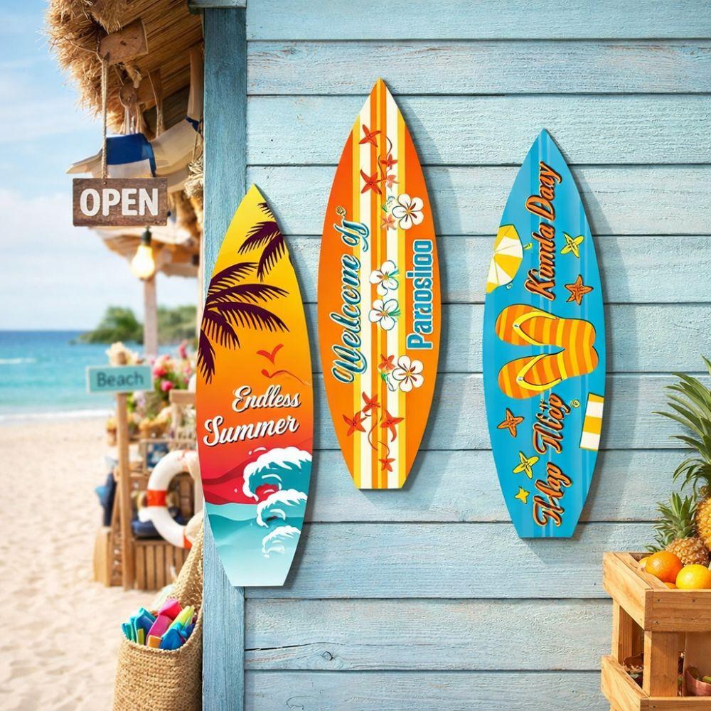 Retro Beach Surfboard Decor Summer Beach Themed Surfboard Ornaments  Living Room