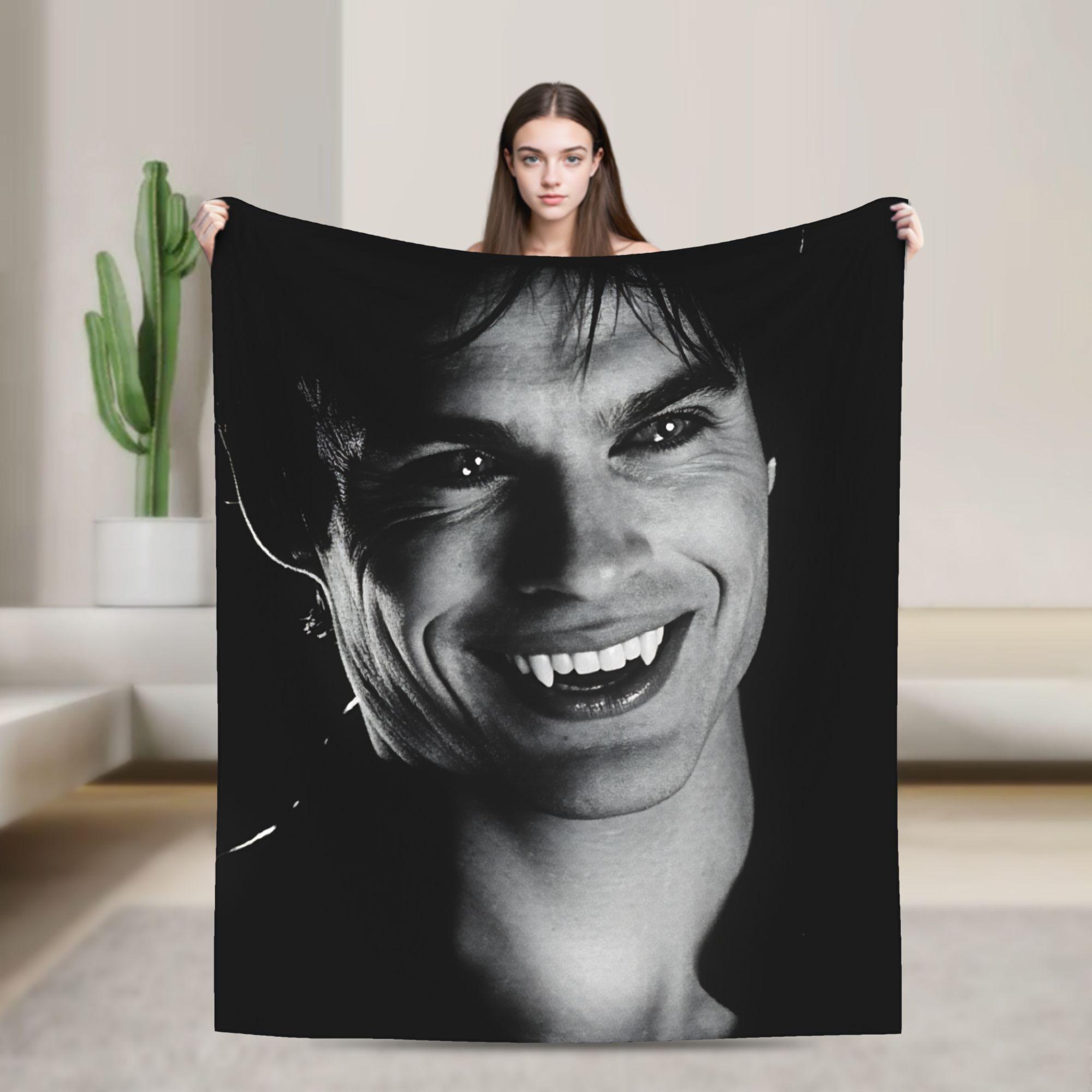 

Damon Salvatore The Vampire Diaries Flannel Blanket Winter Super Warm Bedding Throws for Girls Boys Outdoor Bedspread Bed Cover 100cm x 150cm