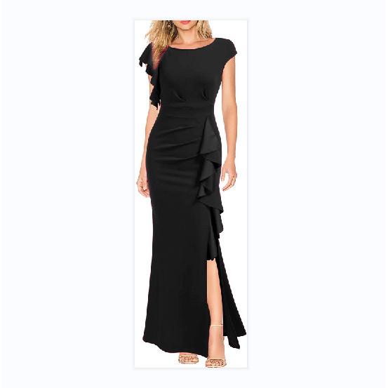 

2026 Elegant Commuting Dress, Evening Gown, Ruffled Mermaid Tail Women s Long Dress XXL чорний