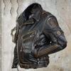 Heren PU Leer Bikerjack Met Meerdere Ritsen Retro Stijl Omgeslagen Kraag Casual Bovenkleding Herfst