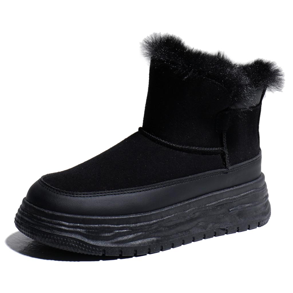 MIDIRO Women's Zipper Snow Boots, Fleece-Lined Shearling Boots, Warm, Non-Slip, Winter Casual