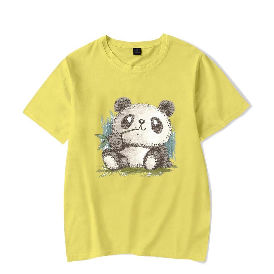 Cute Panda Print T-shirts For Women Summer Lovely Short Sleeve Casual Round Neck T-shirts Ladies Creative Personalized Tops