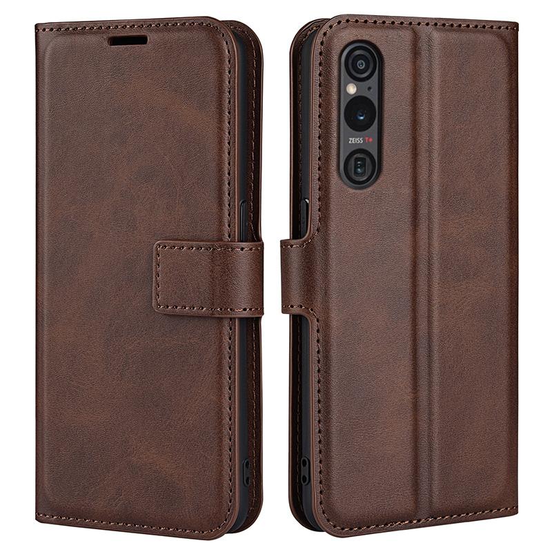 For Sony Xperia 1 VI Case Calf Texture Wallet PU Leather Flip Folio Phone Cover