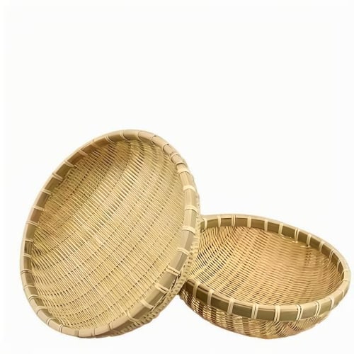 TravelAce Bamboo Colander, Drainer, Made from Natural Bamboo, Unbleached, Ideal for Drying In the Summer Months, Large, Round, Thick Handle, Lightweig