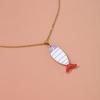Colorful Drip Glaze Fish Pendant Necklace - 304 Stainless Steel Women's Gold Clavicle Chain