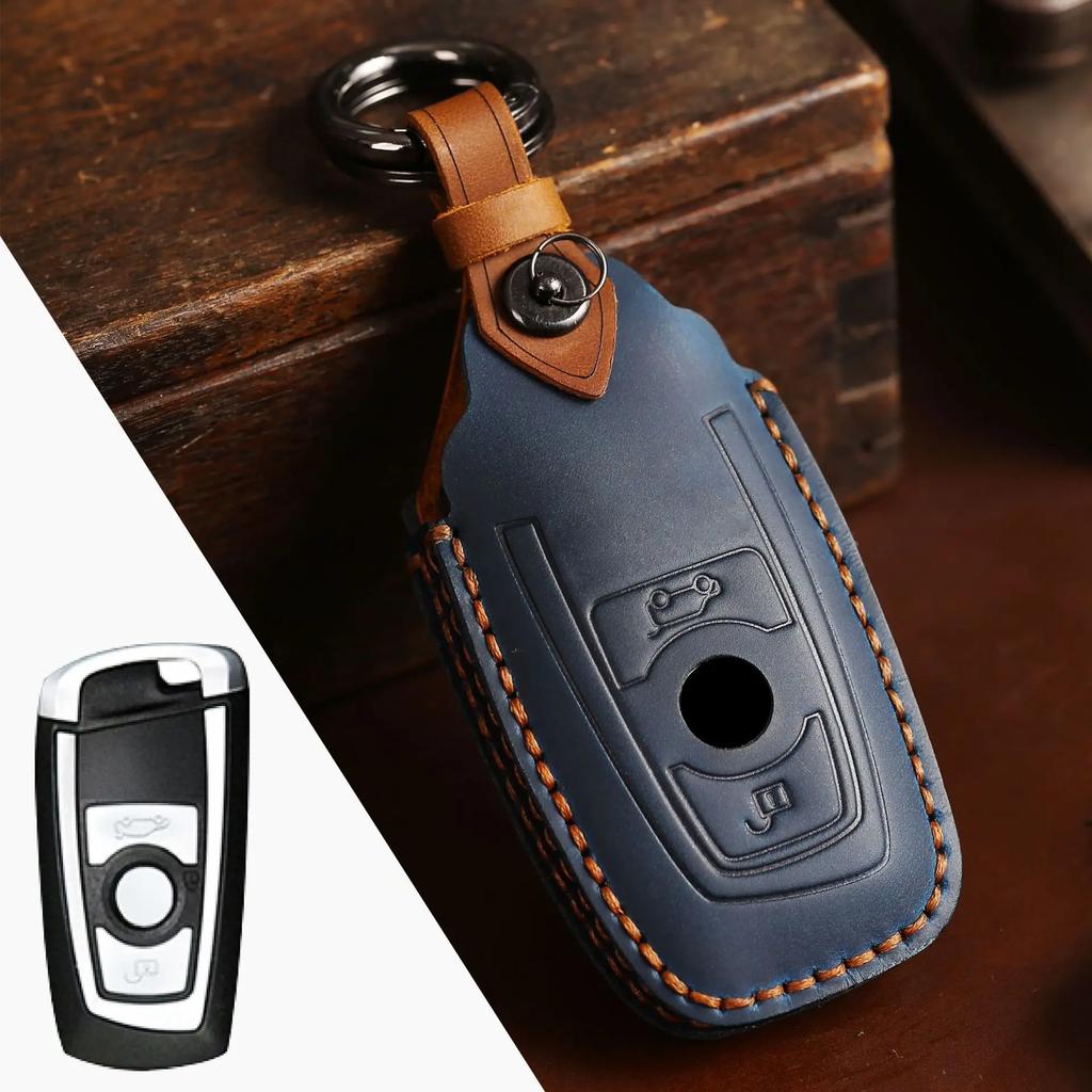 leather car key cover keychain holder case protector for BMW 520 F10 F30 F18 118i 320i 1 3 5 7 Series X3 F25 X4 M3 M5 Accessorie