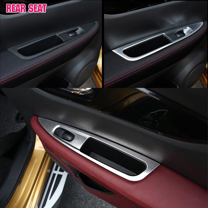 For Nissan Qashqai J11 2016 -  ABS Carbon Fiber Door Window Armrest Cover Switch Button Panel Frame Trim Car Accessories