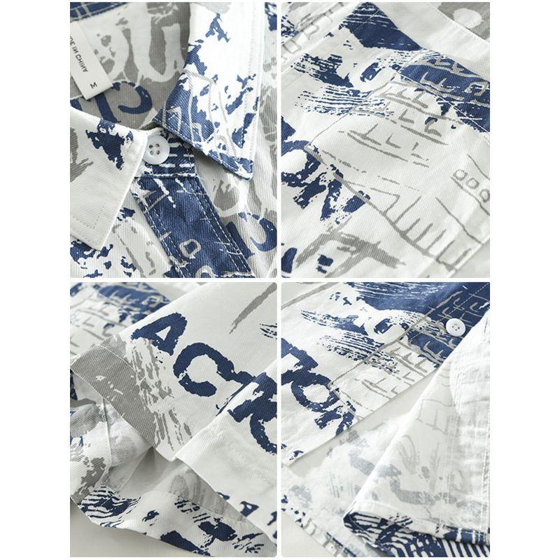 Summer Tokyo Trendy over Print Half Short sleeve Shirts Men's Clothing Hong Kong Style Youth Loose Casual Shirt Pure Cotton New