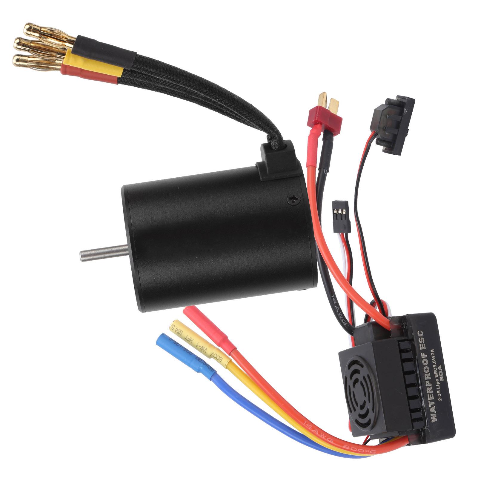 

Waterproof 3650 4500KV Brushless Motor 60A Brushless ESC Combo Set for 1 8 1 10 RC Car