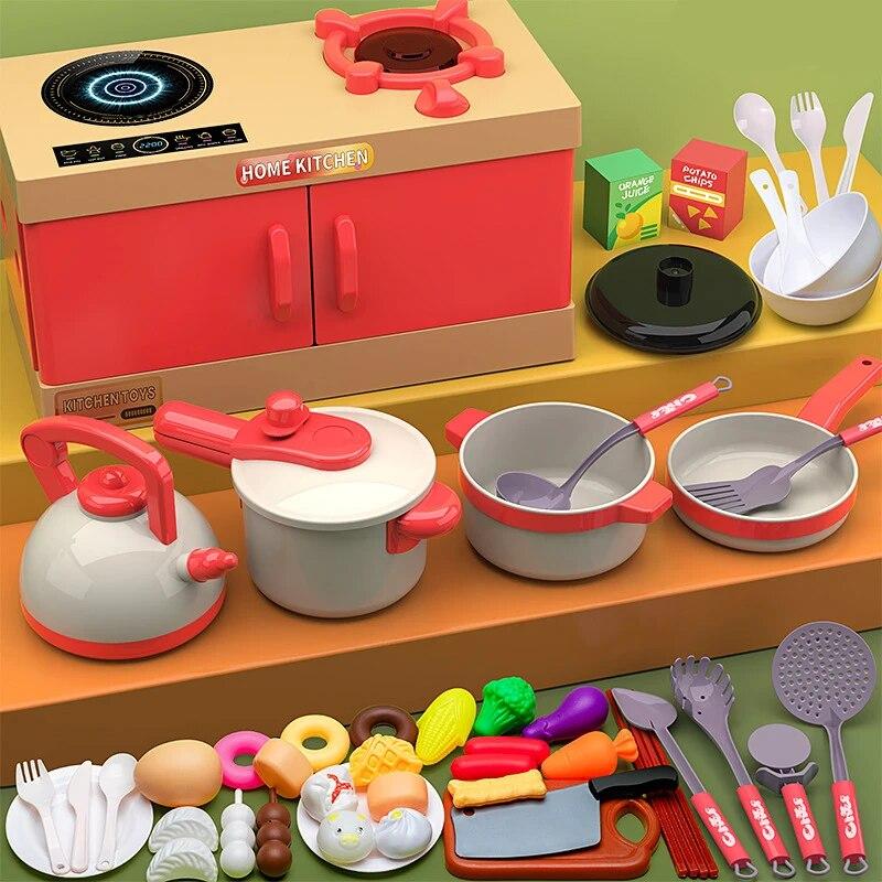 Simulation Pretend Play House Kitchen Toy Girl Cooking Tableware Set Girl Simulation Cooking Tableware Set Gifts Toys For Girls