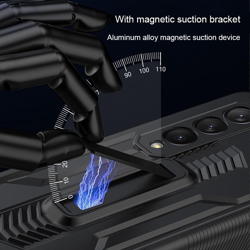 Scharnierhalterung Fall magnetische Rüstung Abdeckung für Samsung Galaxy Z Fold 3 5g Fall eingebauter Bildschirm Kamera Schutz stoßfest Fundas