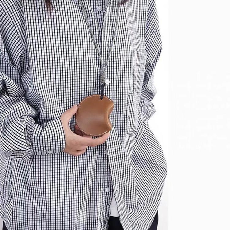 Stylish Leather Glasses Storage Bag Pendant Necklace Keychain Hanging Accessory Elegant Bags with Protective Flap