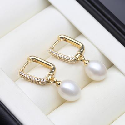 Freshwater Pearl Dangle Earrings For Women,18k Gold Plated River Pearl Drop Earring Wife Mother Gift White Black