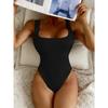 Women's Solid Color One Piece Swimsuit Summer Beach Vacation Monokini Conservative Bikini Slim Backless Swimwear 2025 New
