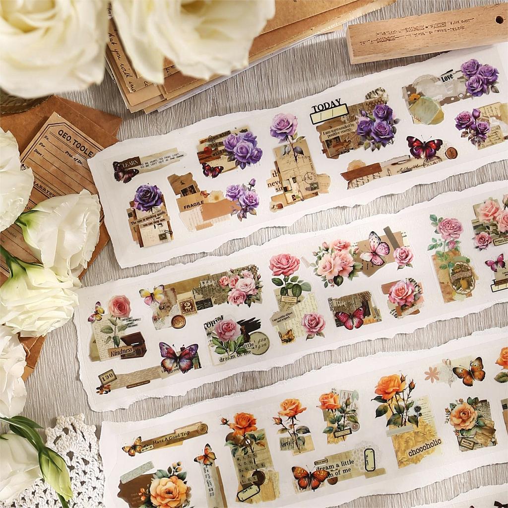 1pcs/1lot Decorative Adhesive Tapes Rosy Ramblings Junk Journal DIY Paper Japanese Masking Scrapbooking Stickers