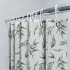 Watercolor Green Leaves Shower Curtain Waterproof Bath Rug Decor Modern Home Decoration 3D Printed Polyester Fabric White Green