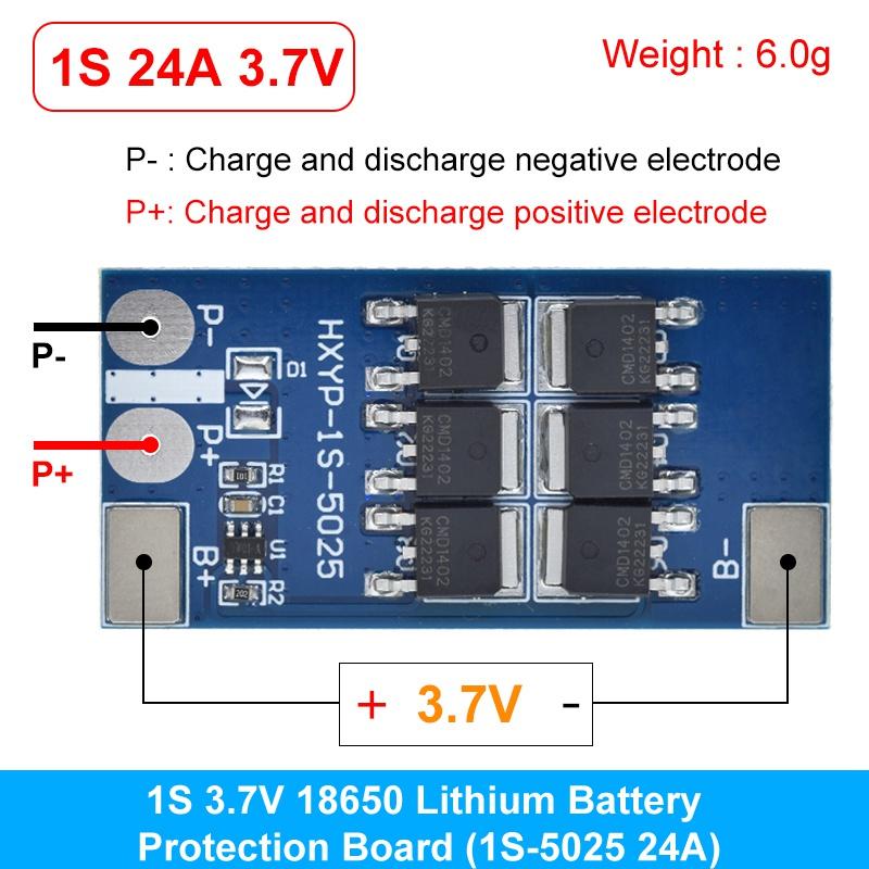 BMS 1S 12A 16A 24A 3.7V LiFePO4 Lithium Battery Protection Board 18650 4.2V Charging Voltage/Short Circuit/Overcharge Prevention