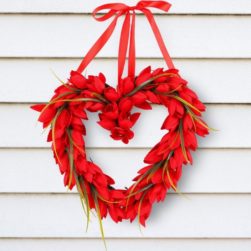 Valentines Day Wreath Pendant Tulips Love Garlands Decoration Proposal Scene Layout Props Valentines Day Garlands Party
