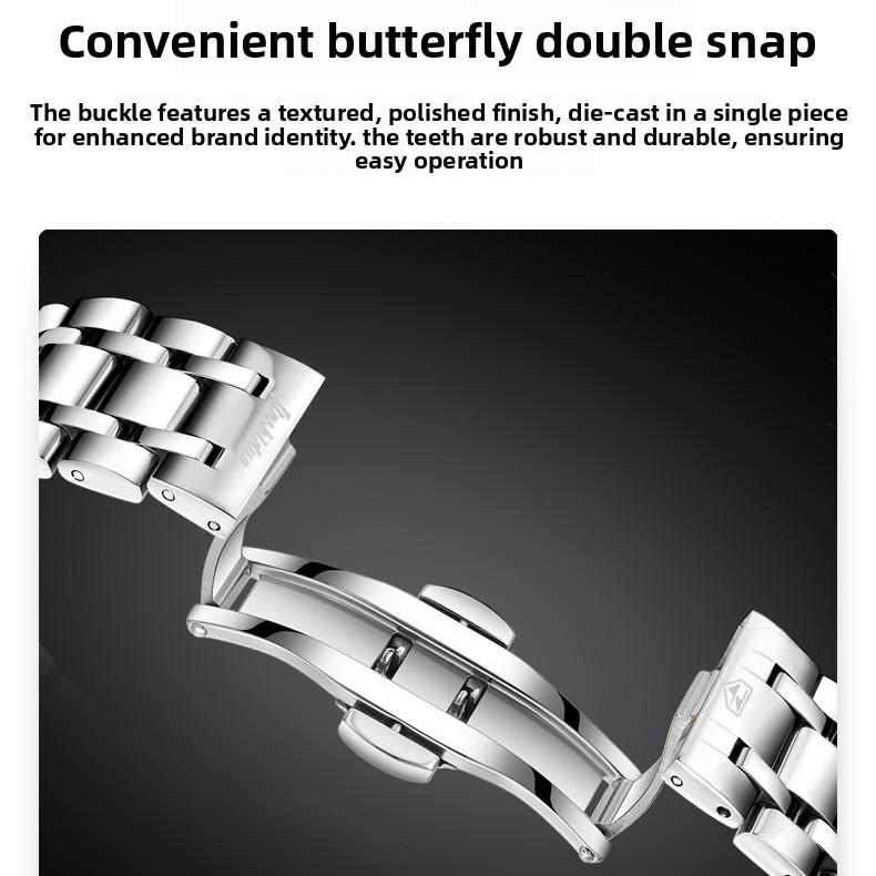 JINSHIDUN Fully Automatic Mechanical Watch Moon Phase Three-hand Men's Wristwatch