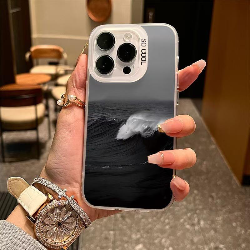 Black and white waves are suitable for Apple 17Promax mobile phone case iPhone16Promax new 15 advanced 14 cool