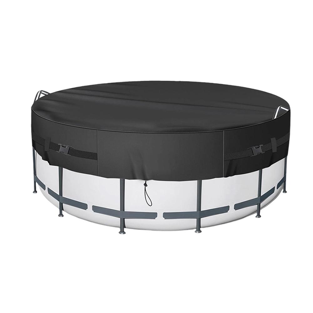 Round Pool Cover for 8/10/12ft Pools 210D Oxford Cloth Shields Against Debris Easy Attachment with Ropes for Stability