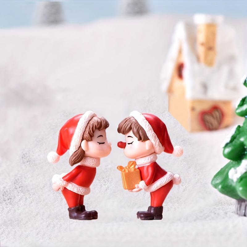 1Set Mini Christmas Couple Figurine Doll Garden Decor Ornament Toy Miniature Landscape Ornaments People Statue Resin Crafts