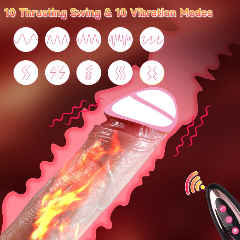 Telescopic Female Vibrator Dildo for Remotely Controlled Heating Realistic Big Penis Massager Masturbator Sex Toys for Women Men