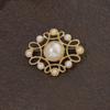 Vintage Gold Pearl Cross Brooch for Women - Baroque Palace Style