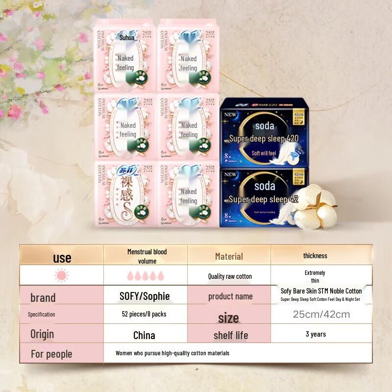 SOFY Naked Feel S Noble Cotton Ultra-Thin Day & Night Sanitary Pads Combo