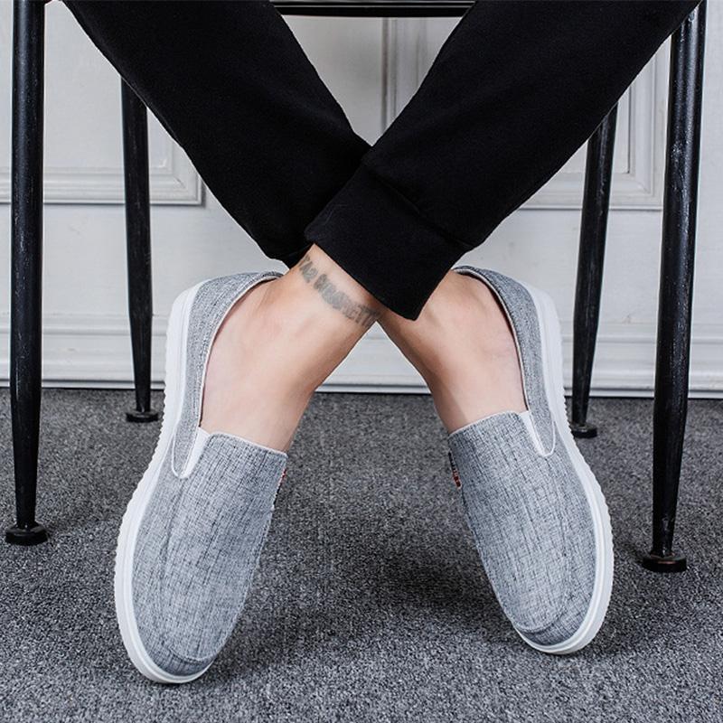 Men's Casual Shoes Luxury Canvas Loafers Sneakers For Men 2024 Comfortable Flat Outdoor Fashion Walking Slip-Ons Shoes Footwear