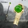 Dragon Claw Grasp Green Glass Ball Golden Walking Cane Fashion Decorative Walking Stick Cosplay Cane Knob Crosier 93cm