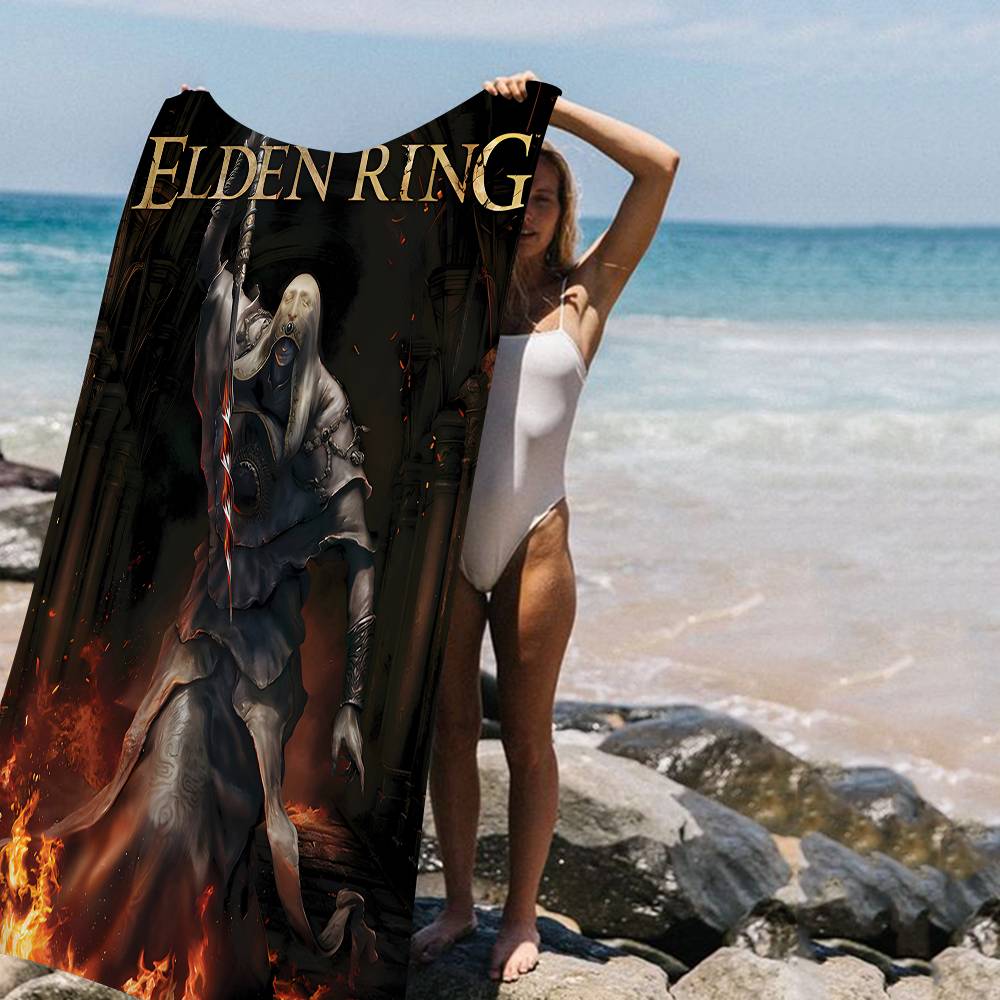 Asciugamano da Spiaggia per Nuoto Anime E-Eldens Ring Morbido Assorbente Panno per Lavaggio Regali per Bambini Viaggio Campeggio Palestra