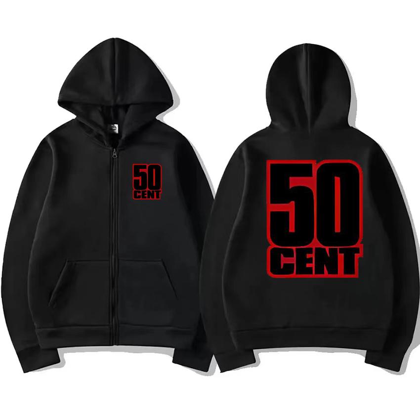 

Rapper 50 Cent The Massacre classic Album Graphics Zipper Sweatshirt Unisex hip hop punk streetwear Hoodie Men women Fleece Coat S чорний