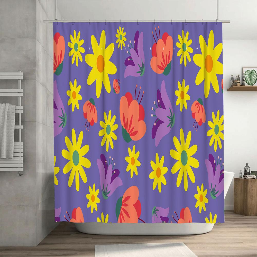 Colorful Butterfly Flower Shower Curtain Decorative Home Bathroom Accessories Set Waterproof Fabric Decoration (within 128 chara