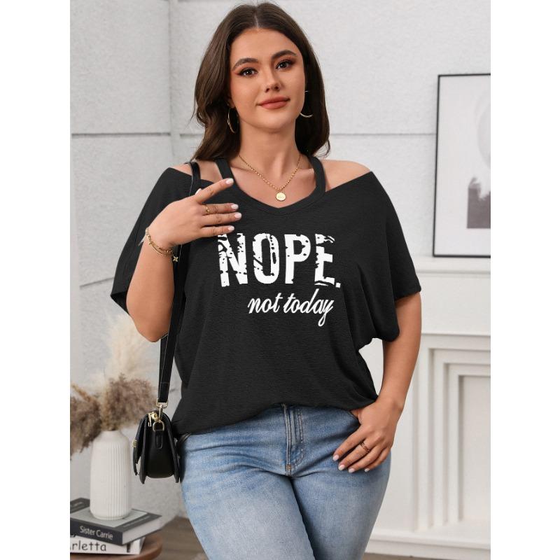 Плюс Размер Женский Весенний Повседневный Топ С Короткими Рукавами И Открытыми Плечами XXL чёрный